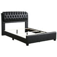 thumbnail image 5 of JERFIT Queen Size Upholstered Platform Bed with Headboard, Modern PU Leather Bed Frame, Black Foam Mattress Foundation, No Box Spring Needed, 5 of 6