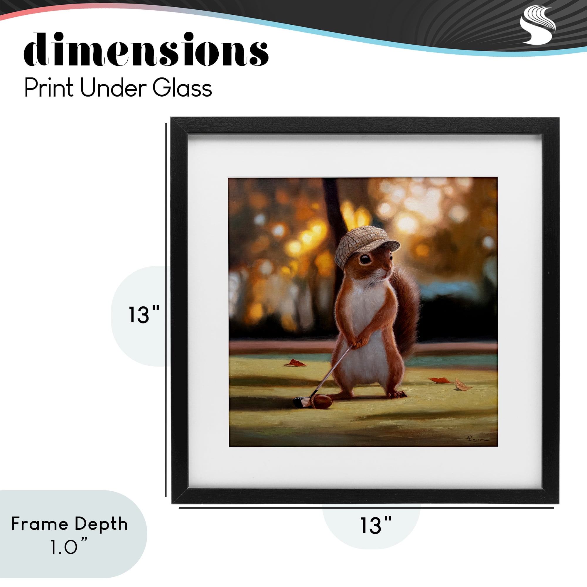 Stupell Industries Golf Nut Squirrel Black Framed Print Under Glass, design by Lucia Heffernan