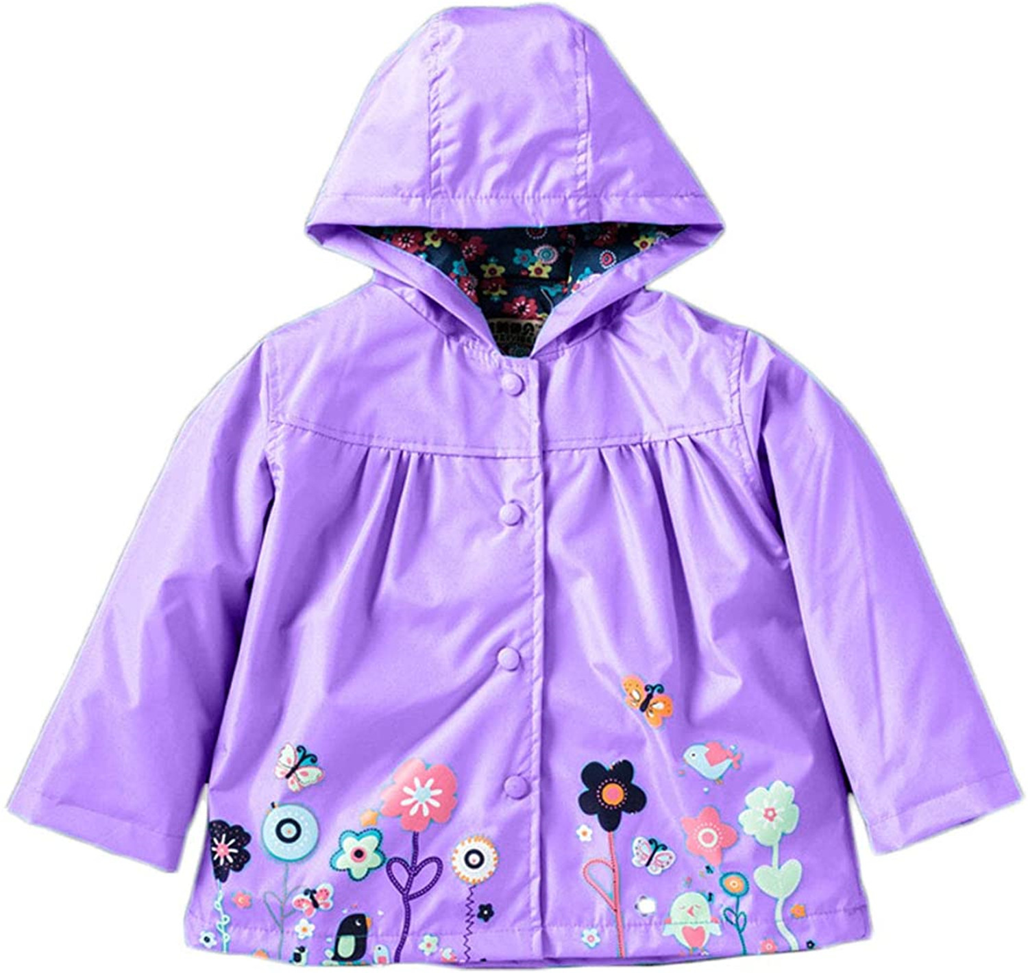 Kiapeise Kids Children Girl Flowers Hooded Waterproof Windproof Raincoat Jacket Outwear - image 1 of 4