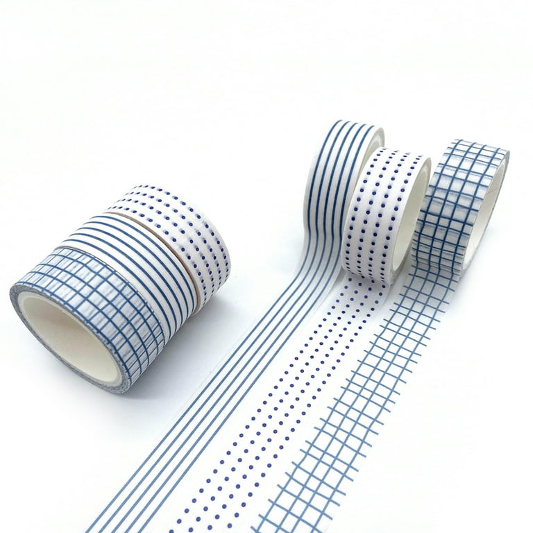 YUBX Basic Washi Tape Set 12 Rolls Dot & Grid Masking White Decorative Tapes, Size: This Pack of 12 Rolls, 9/16 (15mm) in Width and 16' (5m) in Length