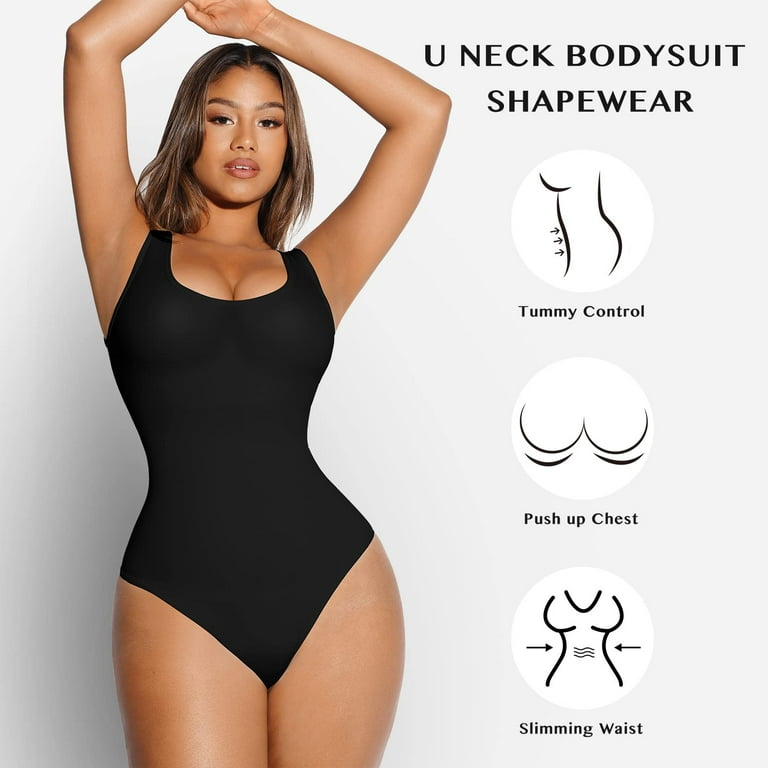 Lilvigor Shapewear Bodysuit for Women Tummy Control Tops Seamless  Bodyshapers Crew Neck Thong Short for Daily Party 