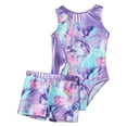 thumbnail image 4 of Ocealan Girls Floral Printed Gymnastics Leotard Shorts 2 Pcs Dance Outfit Tumbling Bodysuits Colorful Shadow 16, 4 of 5