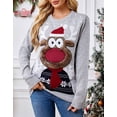 thumbnail image 2 of Chritsmas Sweaters for Women Crewneck Funny Reindeer 3D Embroidery Print Knit Cute Holiday Ugly Christmas Pullover Sweaters Tops Alsol Lamesa, 2 of 6