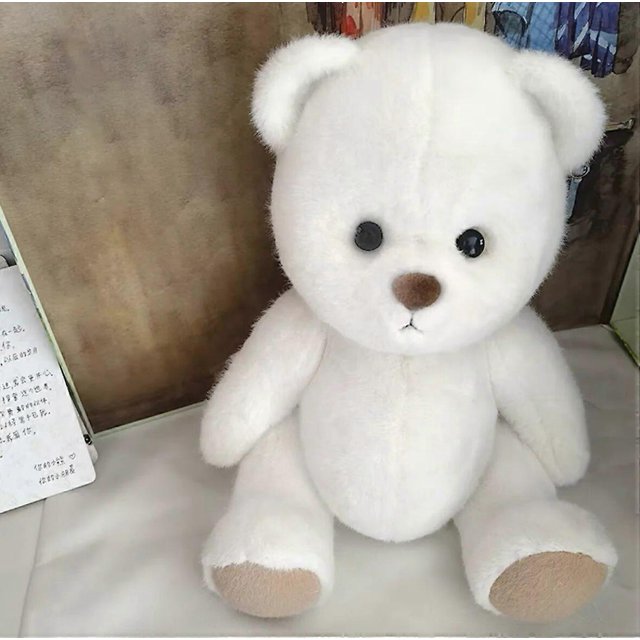 Osito de peluche hecho a mano, juguete de peluche que cambia de vestido, bolsa de miel, muñeca de peluche de tela para niña, regalo de Navidad para niños, solo muñeca sin tela, oso blanco, solo muñe