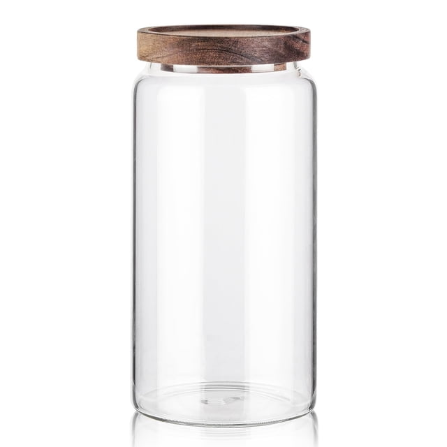 Recipiente de vidrio Labina hermético de 1200 ml con tapa de madera