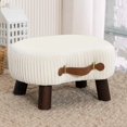 thumbnail image 4 of Reposapiés con asa, reposapiés elegante reposapiés pequeño con patas de madera, reposapiés de tela rectangular para adultos con borde de cascada, 4 of 5