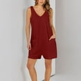 thumbnail image 7 of Hvot&aat Women's Summer Ribbed Shorts Rompers Loose Casual Sleeveless V Neck Shorts Overalls Jumpsuit with Pockets, 7 of 7