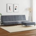 thumbnail image 1 of vidaXL Canapé-Lit 2 Places avec Repose-Pieds Velours Gris Foncé, 1 of 5