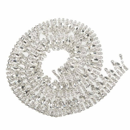 

Rhinestone Trim Rhinestone Chain Premium Material Highly Durable For Clothes For Dress For Belt White Rhinestone On Silver