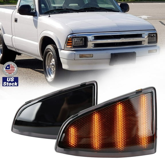 LED Front Corner Side Marker Lights w/Turn Smoked For Chevy S10 1994-1997 Blazer