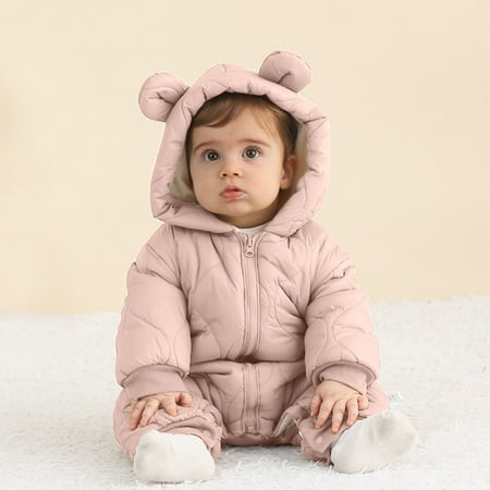 

NIZELUK Kids Clothes Girls，Clothes for Girls Fall Savings Young 2-24Months With Clothes Soft Warm Pajamas Unisex Cotton Solid Warm Thick Long Sleeve Hooded Romper Jumpsuit Gift/role Play