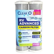 CLEAR2O RV Advanced Solid Carbon Universal Filter, 5 MICRON, 2 Pack, White, 10" x 2.5", Reduces Heavy Metals, Chlorine, Bad Taste & Odors (CTO1102)