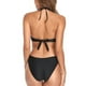 thumbnail image 4 of Traje de baño Traje de baño de una pieza con cintura expuesta y borlas halter de color puro para mujer Negro L, 4 of 5