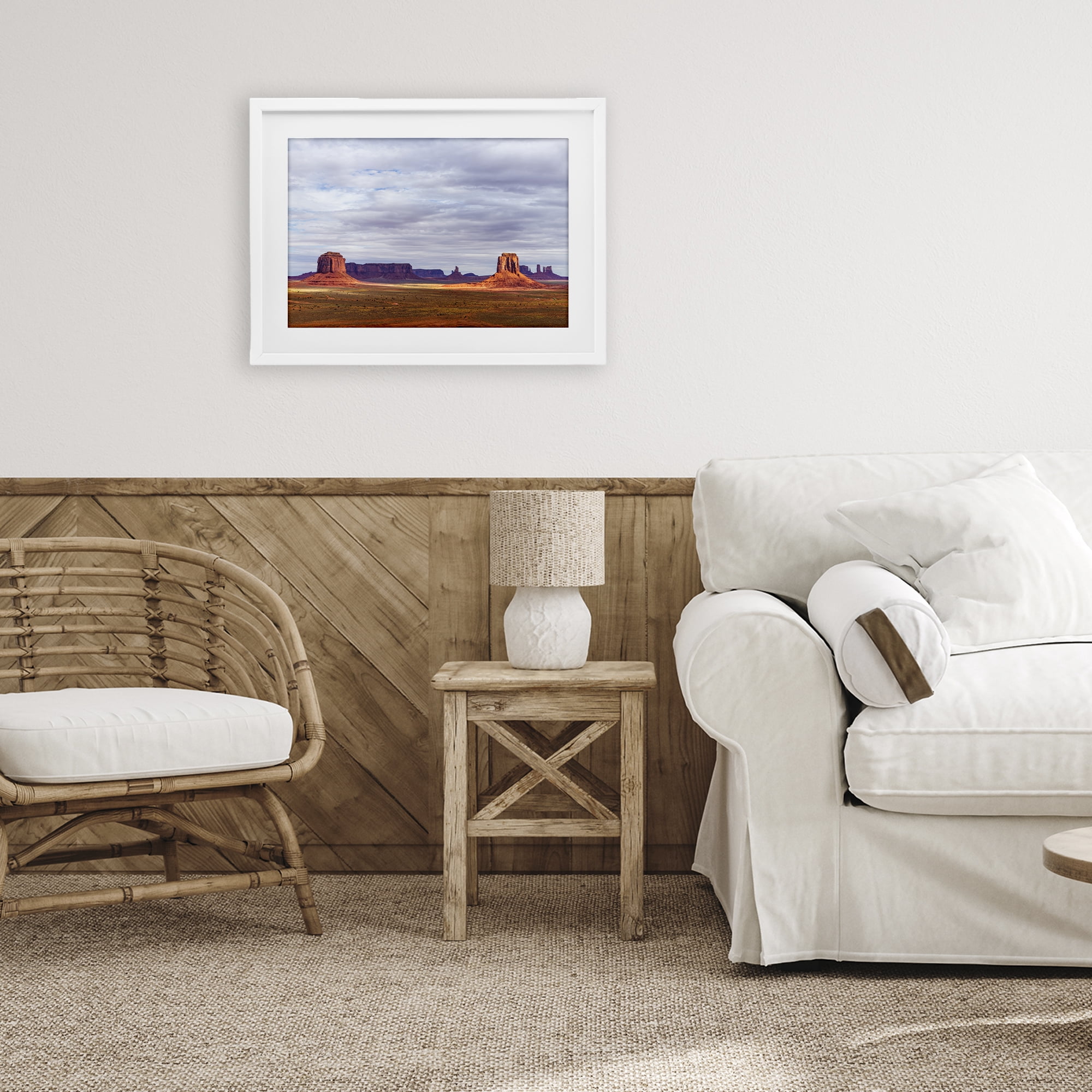 Stupell Industries Monumental Desert Buttes & Mesas White Framed Print Under Glass, design by Shelley Carlisle