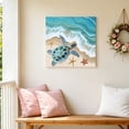 thumbnail image 6 of Canvas Wall Art, Ocean Turtle Framed Canvas Prints for Bedroom Office, Gradient Turquoise Wave Starfish Beach Large Gallery Wrapped Wall Decor for Home Office, Gifts, 16"x16" Ship Next Day, 6 of 9