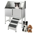thumbnail image 1 of Stainless Steel Dog Grooming Tub - 50in Professional Bath with Right Sliding Door & Ramp (Polished Silver) for Small/Large Dogs, 1 of 7