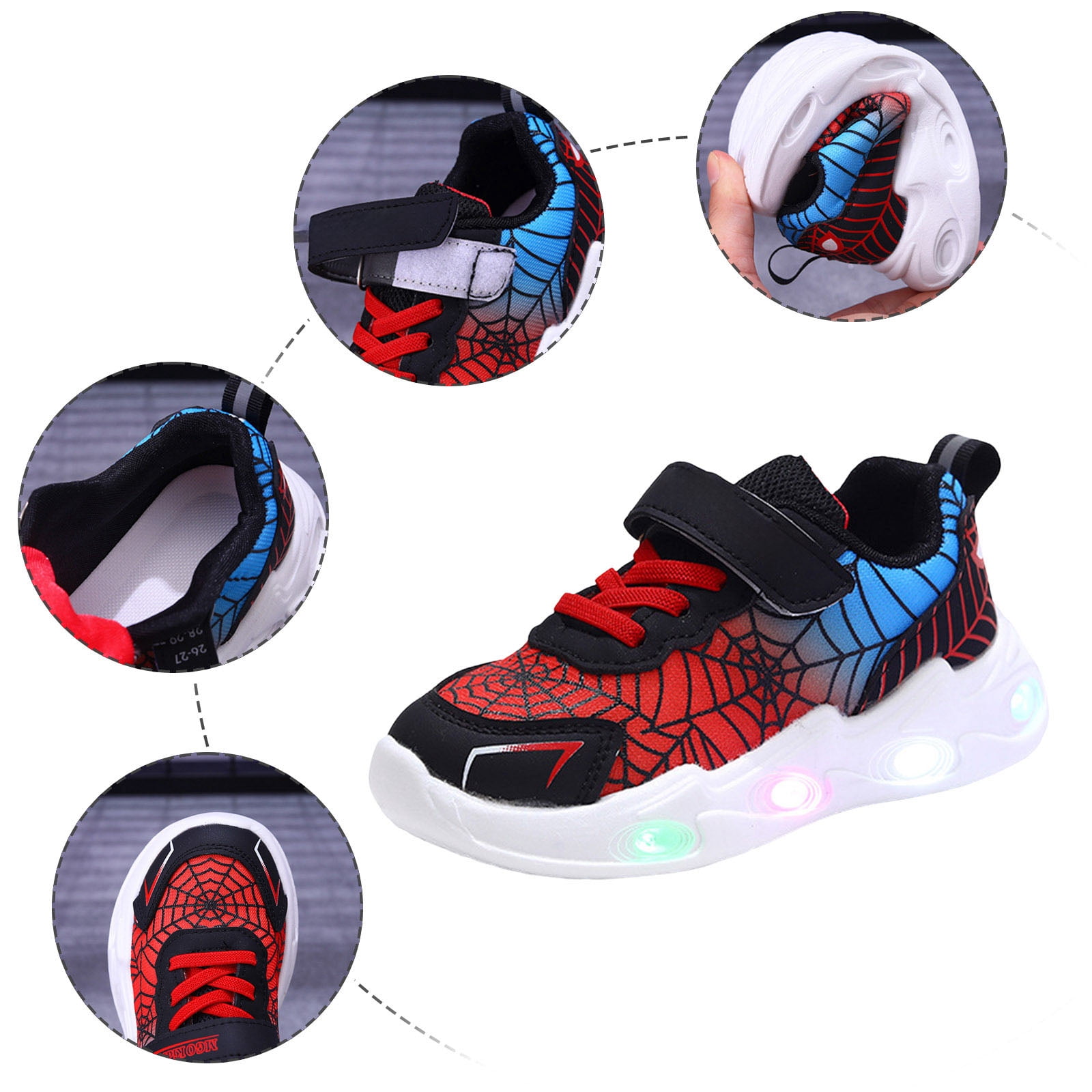 Zofedap Kids Light Up Shoes Toddler Girls Boys Breathable Led Flashing Sneakers Red,Size 12