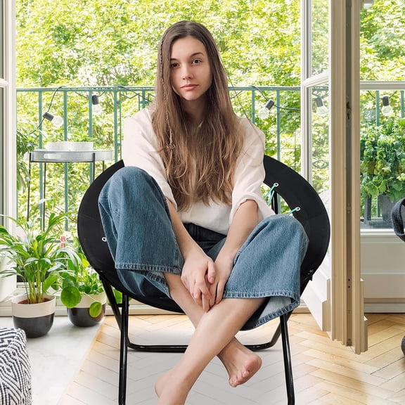 Bungee Chair Portable Foldable, Dish Chair Bunjo Game Chair for Outdoor and Indoor and Camping and BBQ (Black)