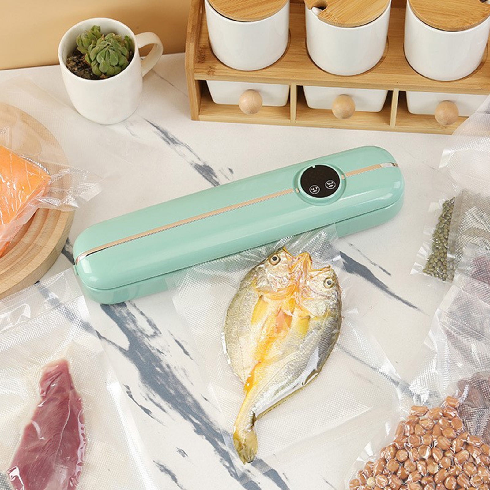 Space Bags Vacuum Storage Bags Jumbo, Food Storage Bags for Vacuum Sealer Automatic Vacuum Sealer Machine Food Preservation Sealing System Compact