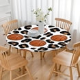thumbnail image 3 of White Leopard Basketballs Pattern Round Fitted Tablecloth with Elastic Edge,Dining Table Cover Waterproof,Outdoor Round Tablecloth for Camping,Dining,Indoor and Outdoor, 3 of 7