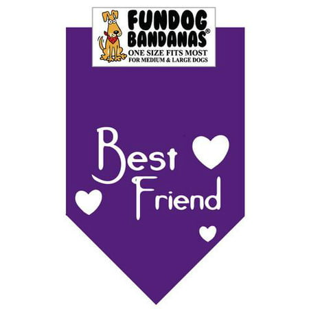 Fun Dog Bandana - BEST FRIEND - One Size Fits Most for Med to Lg Dogs, purple pet