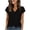 Black, variant on Going Out Tops For Women Casual Fashion Solid Color Short-Sleeve V-Neck Top S-XL