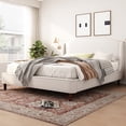 thumbnail image 1 of Noble House King Size Bed Set, Upholstered Platform Bed with Wingback Headboard,white, 1 of 9