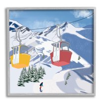 Stupell Industries Ski Life Shuttle Snowy Mountain Landscape Snowboard Athlete, 12 x 12, Design by Ashley Singleton