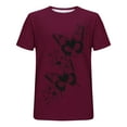 thumbnail image 4 of ZCFZJW Cute Butterfly Tops for Men Big and Tall Casual Summer Short Sleeve Oversized Crewneck Graphic T-Shirts Lightweight Pullovers Wine L, 4 of 5