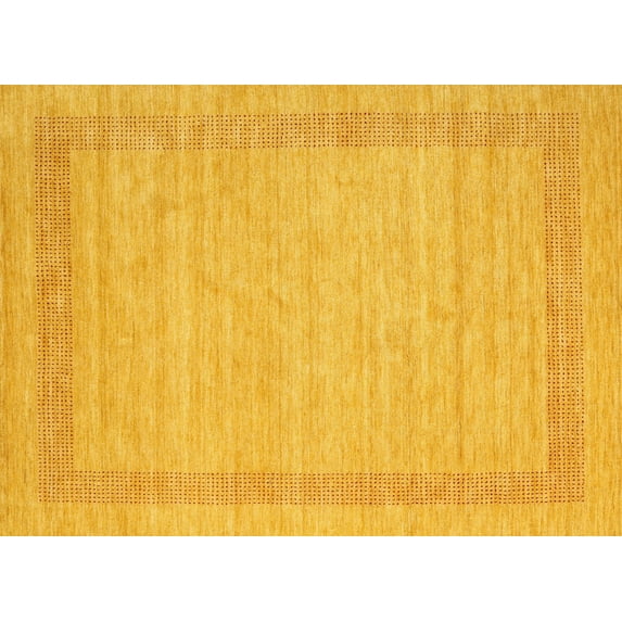 Ahgly Company Machine Washable Indoor Rectangle Contemporary Deep Yellow Area Rugs, 2' x 4'