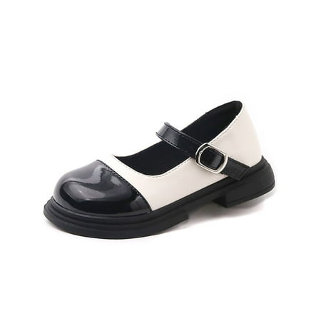 

Gomelly Girls Mary Jane Sandals Ankle Strap Flats Comfort Dress Shoes Anti-Slip Leather Shoe Children Kids Beige 4C