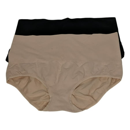 

Breezies Sz 1X Cotton Seamless Shaping Briefs Boyshorts Black A463935 Plus Size