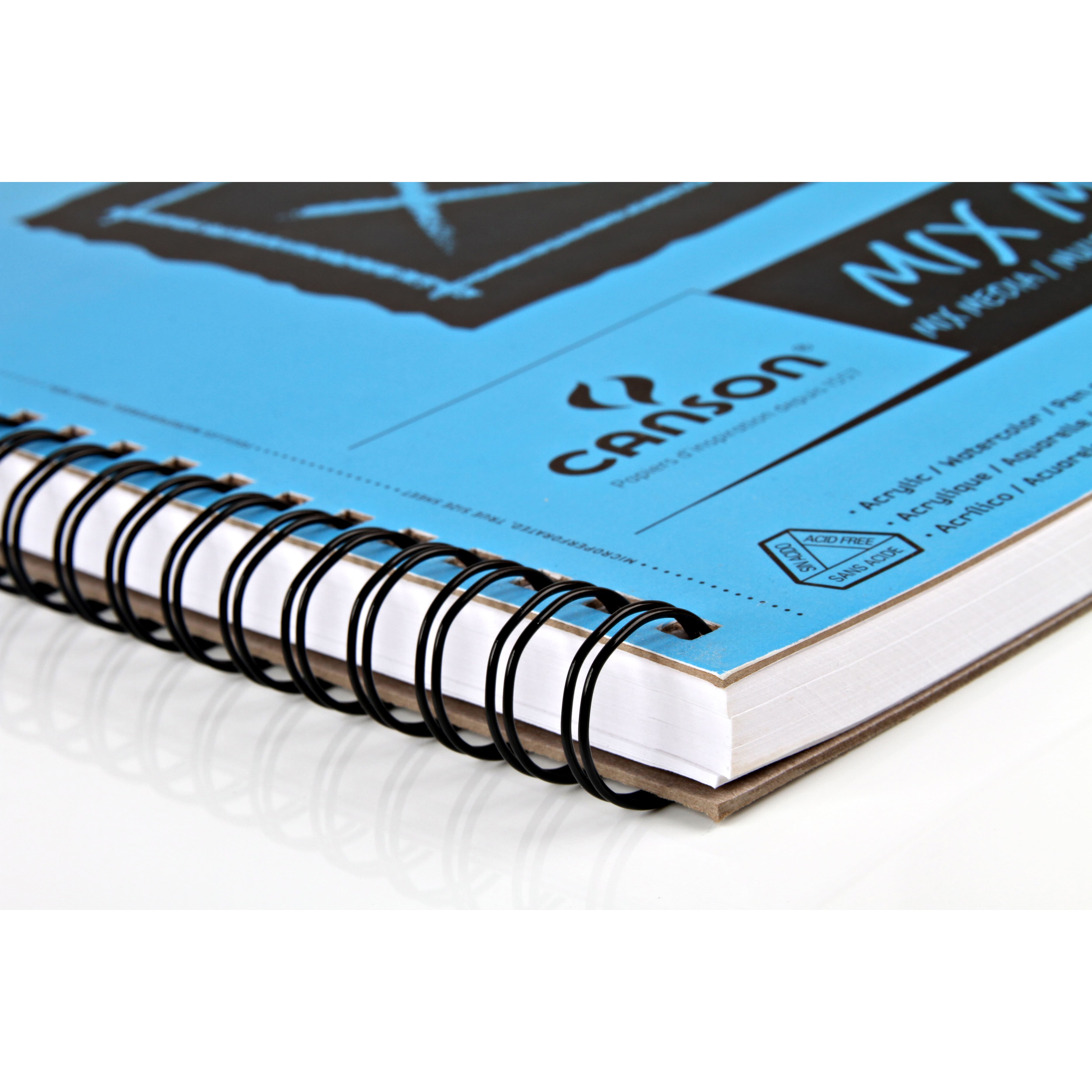Canson XL Mix Media Spiral Bound Pad - Acid Free Heavyweight Paper, Sketch Pad for Acrylic, Watercolor, Pen and Pencil - Bulk 12 Pack