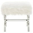 thumbnail image 3 of Brayden Faux Fur Acrylic X-Leg Ottoman , Cream White, 3 of 8