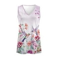 thumbnail image 4 of FUIALDOLG Summer Tops for Women Hummingbirds Floral Tank Tops V Neck Pleated Tshirt Loose Fit Casual Soft Breathable T-shirt Athletic Running Tee Shirts,S, 4 of 7