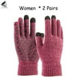 thumbnail image 2 of Yoyauz 2 Pairs Women Men Winter Touch Screen Knit Gloves Anti-Slip Thermal Soft Elastic Cuff Glove (Women, Purple), 2 of 9