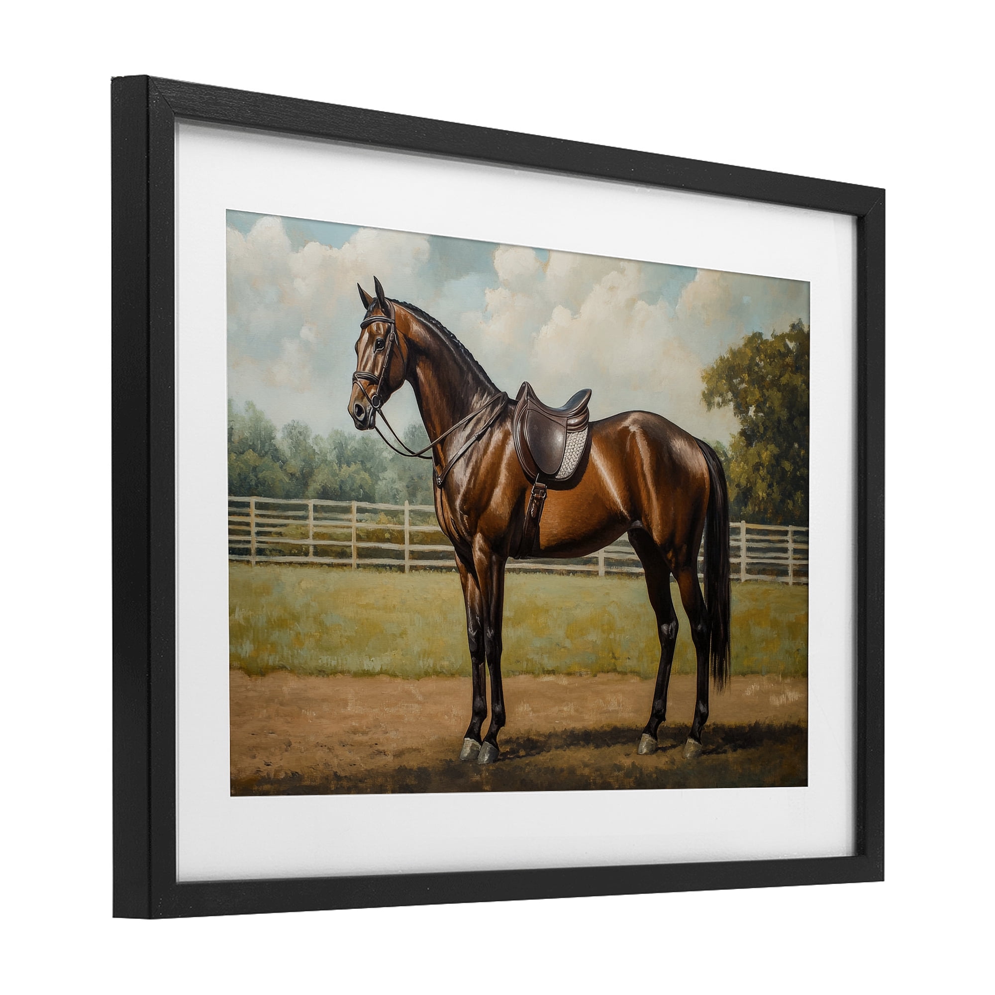 Stupell Industries Saddled & Ready For The Show Black Framed Print Under Glass, design by Petal Prints Design