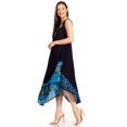 thumbnail image 4 of Sakkas Batik Flower Caftan Tank Dress / Cover Up - Navy / Turquoise - One Size, 4 of 5