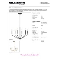 Millennium Lighting 8166 Laurell 6 Light 24" Wide Taper Candle Style Chandelier - Gold