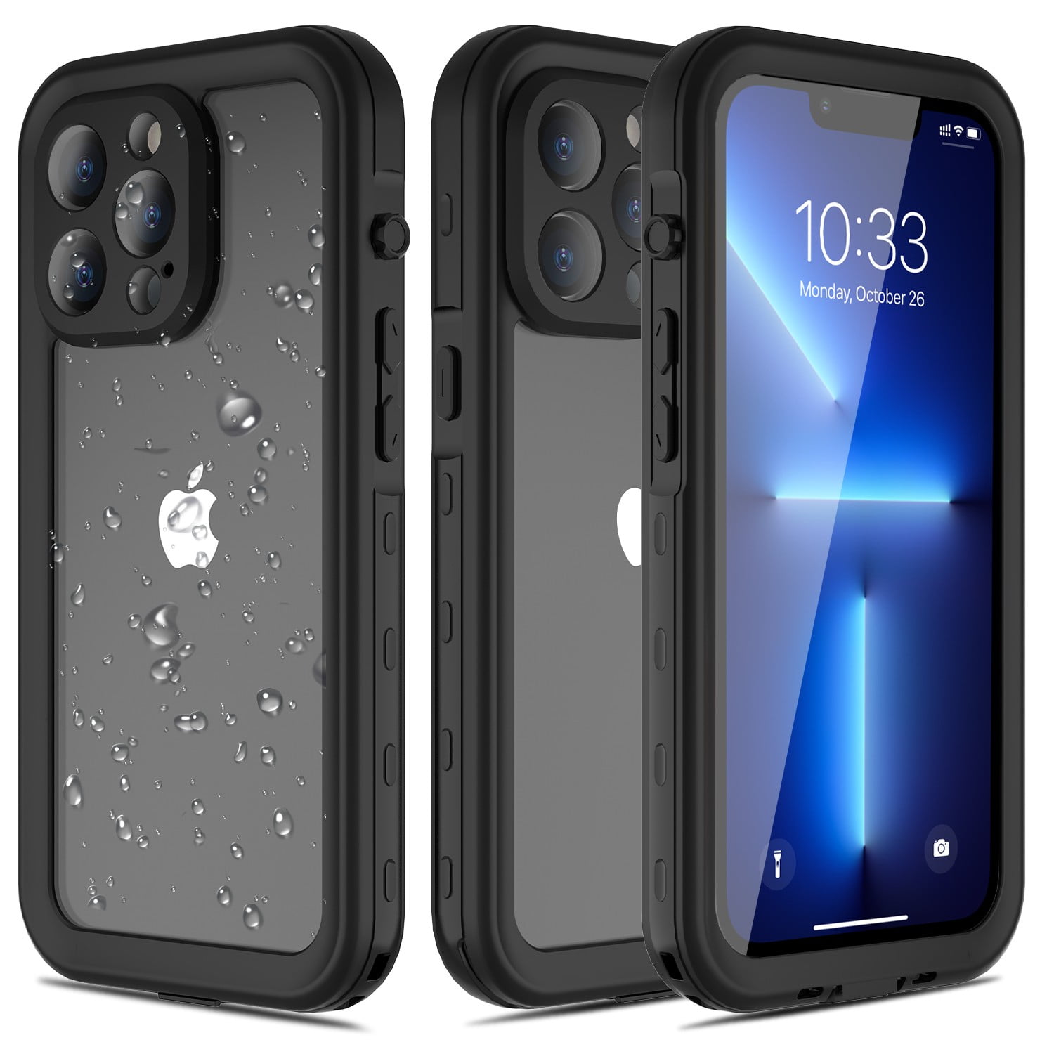 Elegant Choise Waterproof Phone Case with Screen Protector for iPhone 13 Pro Max/13 Pro/13/13 Mini, Black