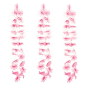 3 Pack Luau Party Two-tone Hawaiian Flower 38" Fabric Leis, Light Pink