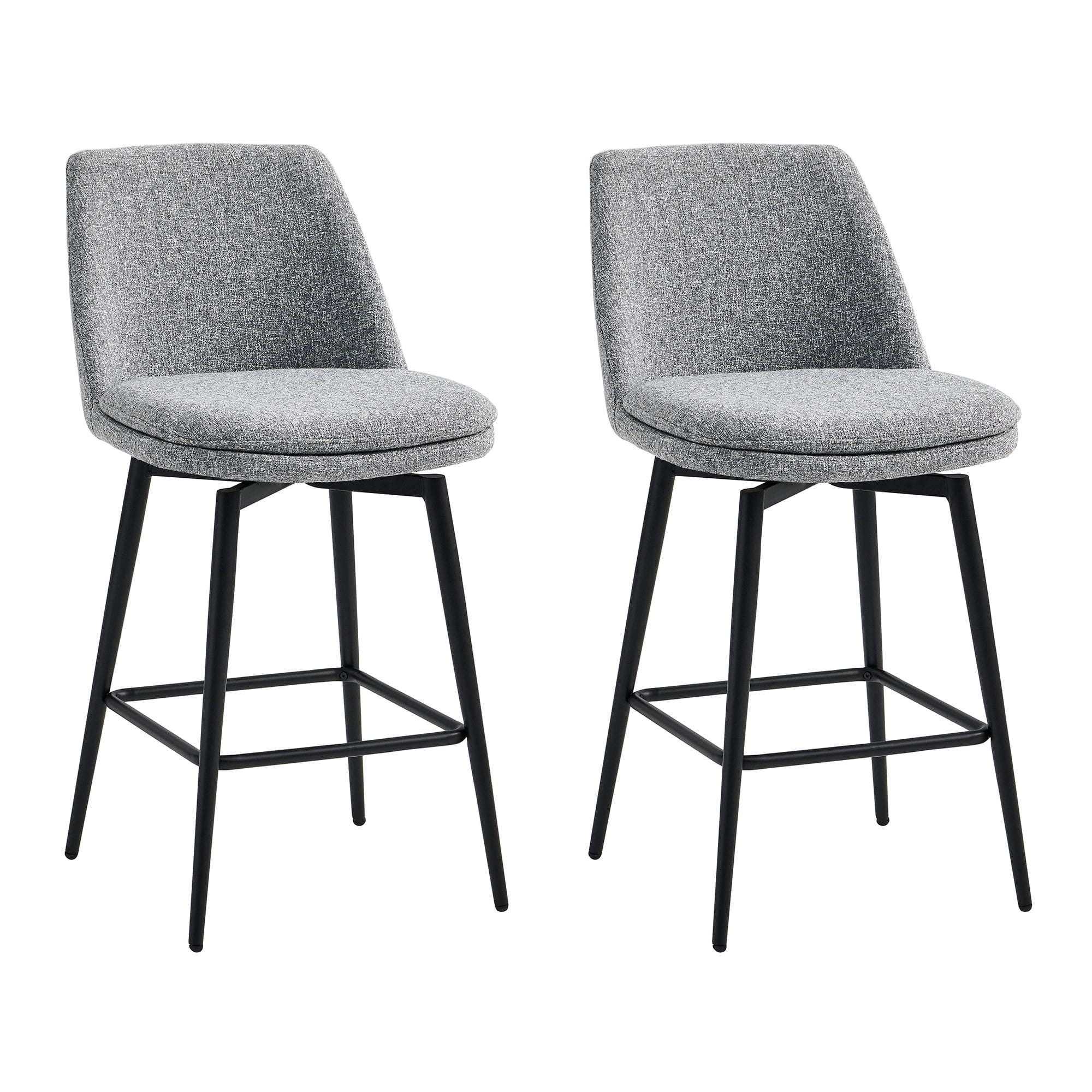CHITA 27 inch Counter Height Swivel Bar Stools Low Back Set of 2, Metal Base, Fabric in Gray