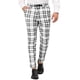 thumbnail image 1 of Pantalones de tela escocesa de negocios para hombres Pantalones de vestir a cuadros de lápiz ajustados con cordón blanco 34 Unique Bargains Pantalones, 1 of 6