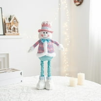 Christmas Doll Decorations, Santa Claus and Snowman Plush Doll with Glitter for Window Display, Stretchable Legs for Shelf Mantle Decor(B)