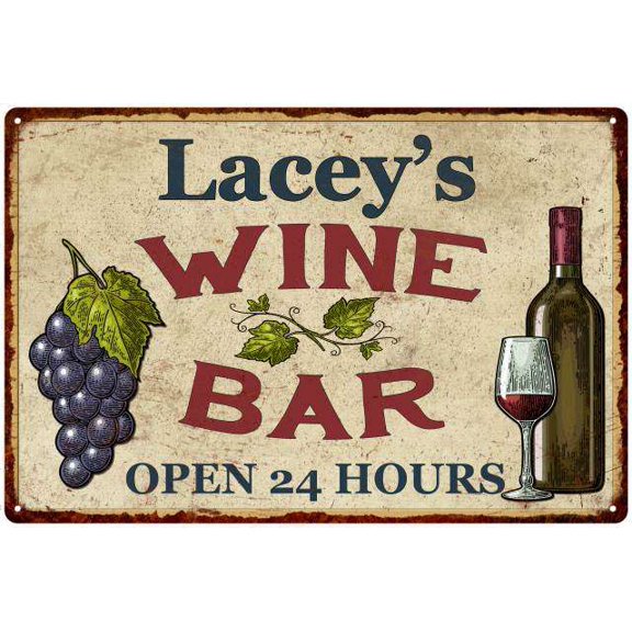 Lacey's Rustic Wine Bar Sign Wall Decor Kitchen Gift 16 x 24 Matte Finish Metal 116240056186