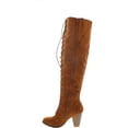thumbnail image 2 of Forever Camila-48 Women's Chunky Heel Lace Up Over The Knee Brown High Riding Boots, 2 of 2