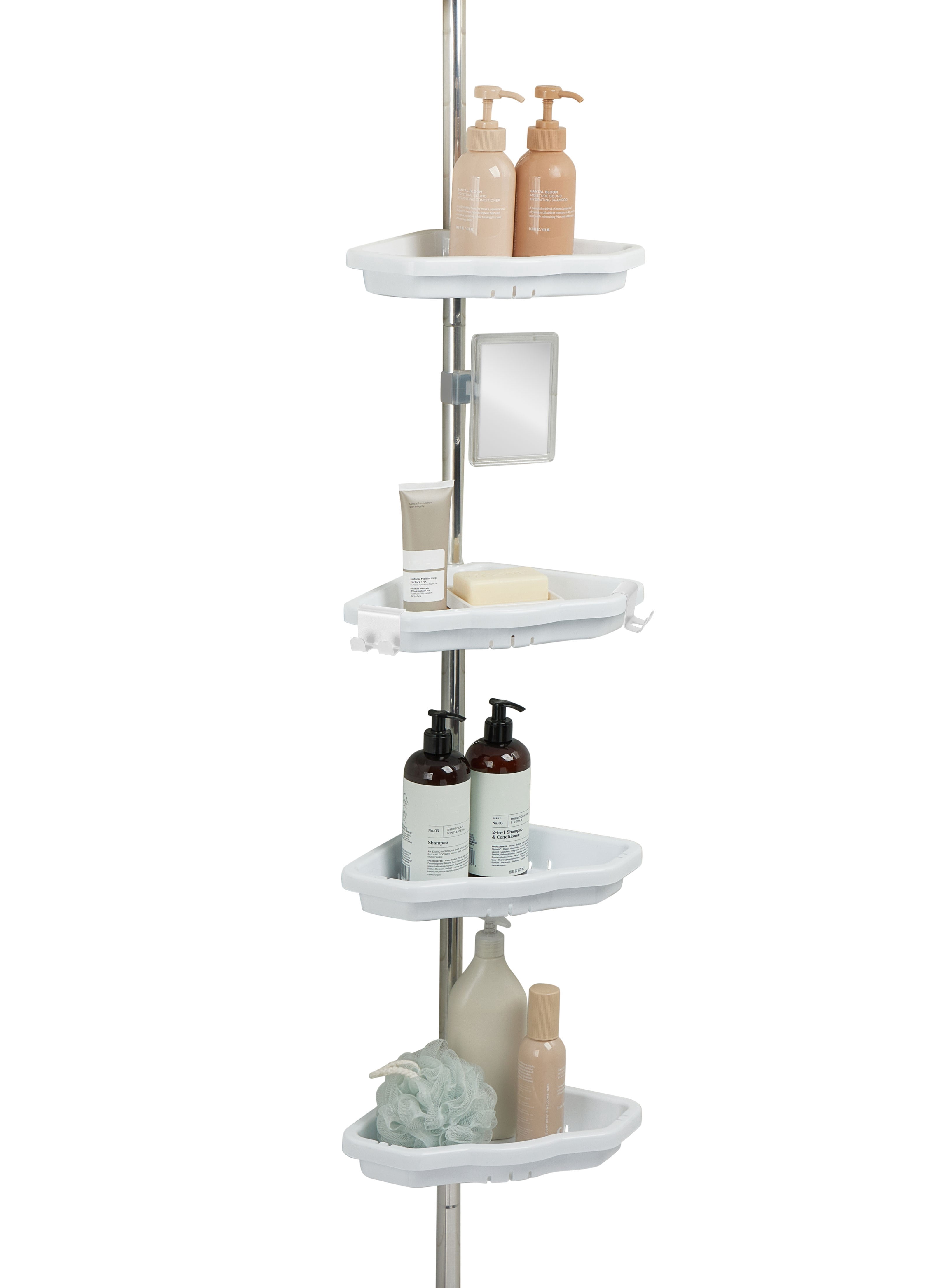 Bath Bliss Aluminum 4 Tier Corner Shower Organizer in White