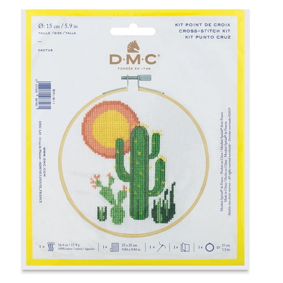 DMC Stitch Kit 6" Diameter-Cactus (14 Count)