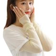thumbnail image 1 of Solid Color Sleeve Cover 1 Pair Ice Silk Lace Summer Long Fingerless Gloves for Outdoor Activities Cycling Driving, 1 of 4