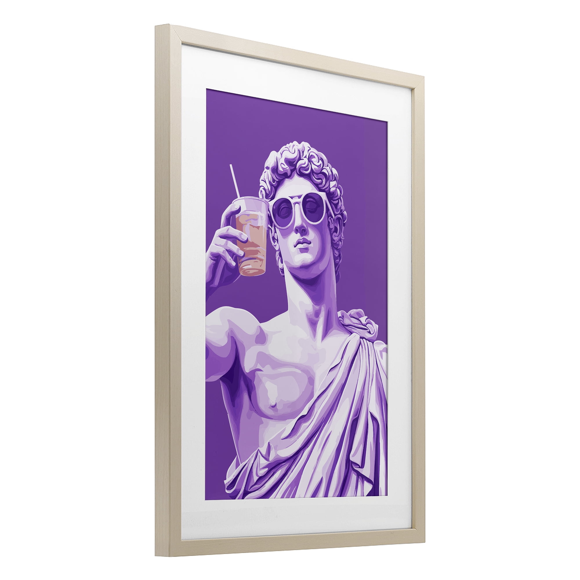 Stupell Industries Greek Statue Cheers Birch Framed Print Under Glass, design by Andreas Magnusson